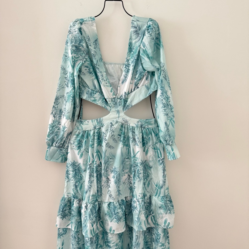 Green Cut-Out Maxi Dress Size Large #Lux-G